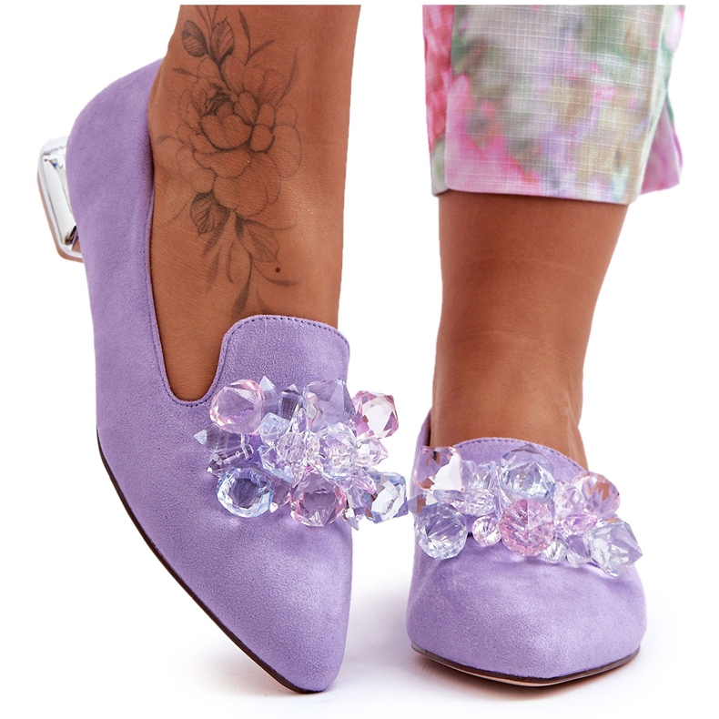 PS1 Mocassins Femme Talons Plats Ornés Violet Sloane PS1 Mocassins Femme Talons Plats Ornés Violet Sloane
