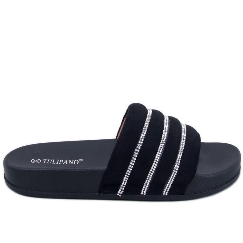 Claquettes noires à strass Lynne le noir