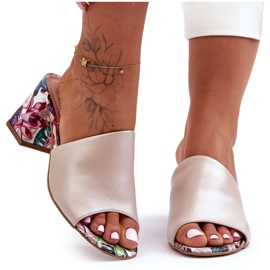 Lewski Shoes Chaussures Leski en cuir à talons hauts pour femmes 3209/K Beige perle