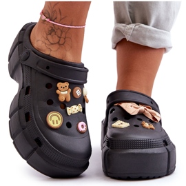 Claquettes en mousse pour femmes Crocs avec ornements Noir Marlett