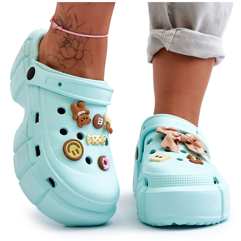 Claquettes En Mousse Pour Femme Crocs Avec Embellissements Vert Marlett