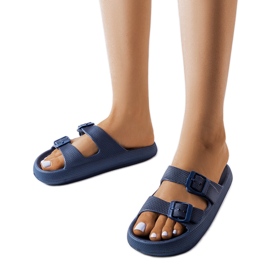 Claquettes en caoutchouc bleu marine avec boucles de Padoue