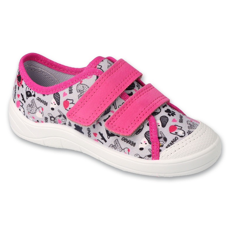 Chaussons enfants Befado 772X005, gris et rose avec chiens
