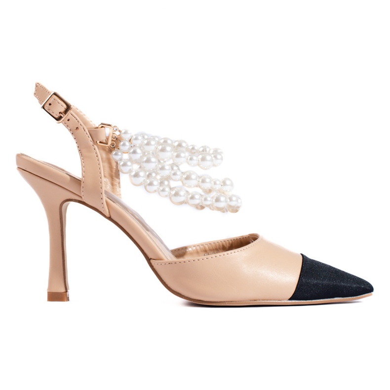 Escarpins beiges à bout noir de Shelovet