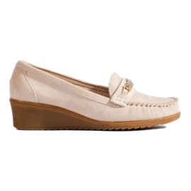 Chaussures compensées en daim beige Shelovet