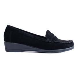 Mocassins en daim noir à semelle compensée basse de Shelovet le noir