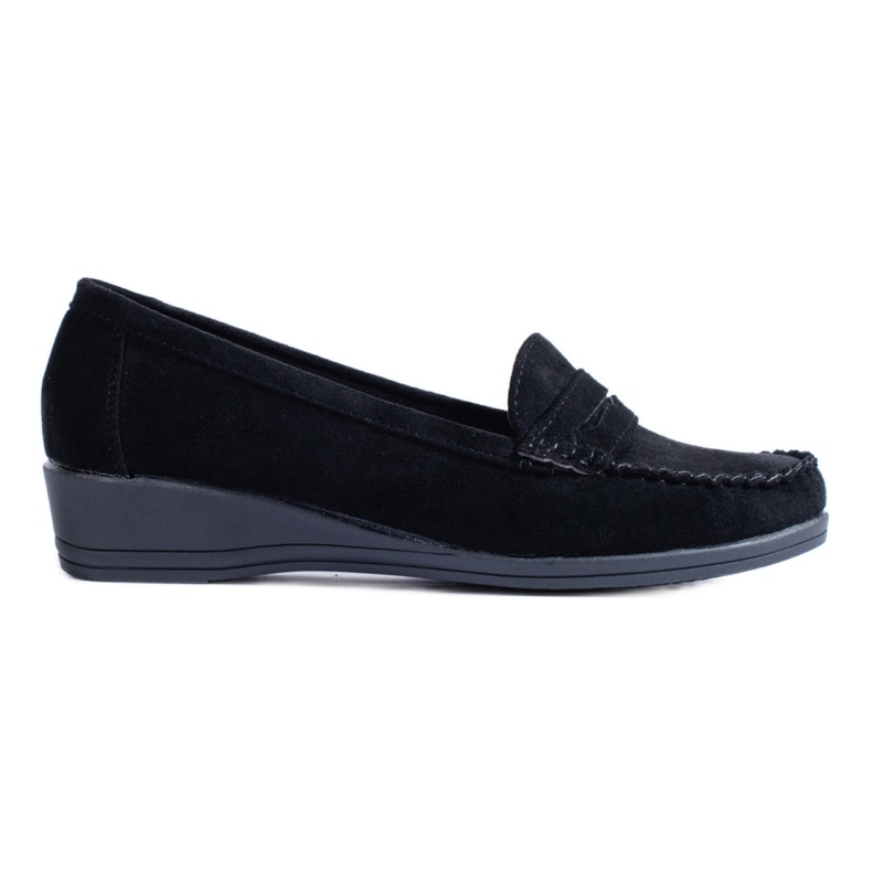 Mocassins en daim noir à semelle compensée basse de Shelovet le noir