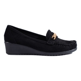 Chaussures compensées en daim noir de Shelovet le noir
