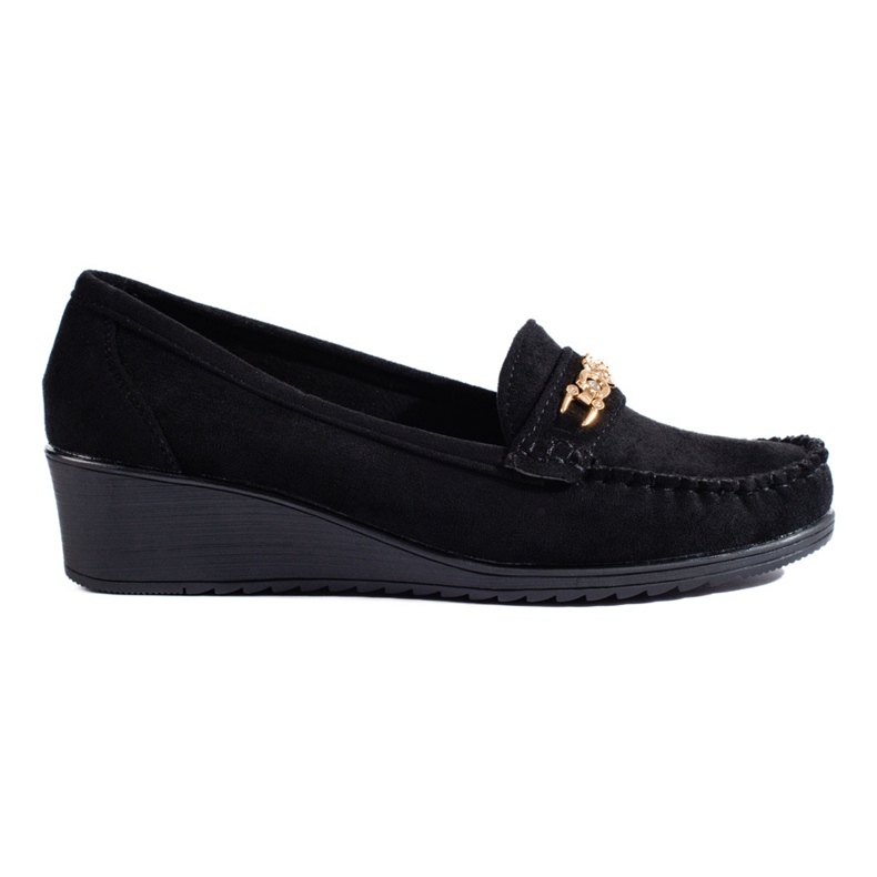 Chaussures compensées en daim noir de Shelovet le noir