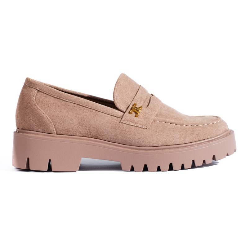 Chaussures classiques pour femmes en daim beige foncé de Shelovet