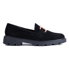 Bottes en daim noir avec une chaîne de Shelovet le noir
