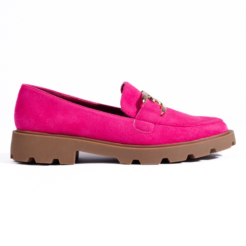 Derbies daim avec chaîne Shelovet fuchsia rose