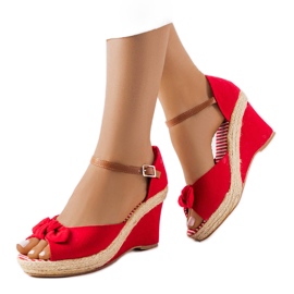 Espadrilles compensées rouges Fayme