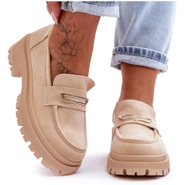 PS1 Mocassins à enfiler en daim pour femmes Beige Pure Love