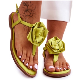 STEPHAN Tongs pour femmes avec un tissu rose, citron vert