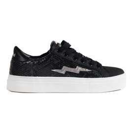 Baskets noires en cuir écologique sur la plateforme Shelovet le noir Baskets noires en cuir écologique sur la plateforme Shelovet le noir