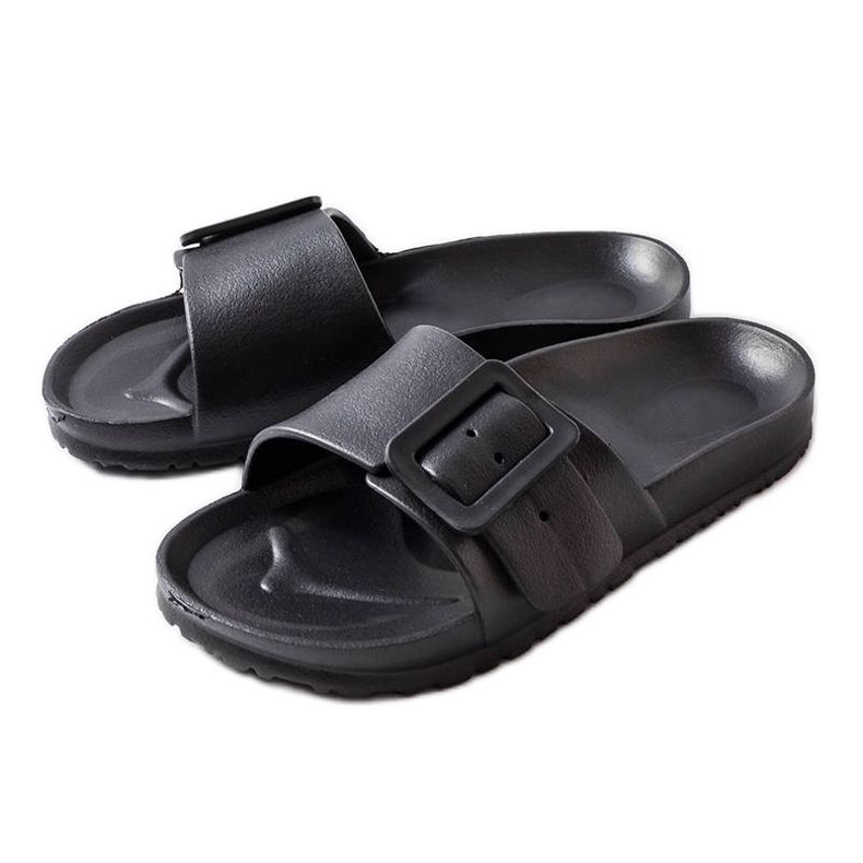 Claquettes en caoutchouc noir avec boucle Nelm le noir