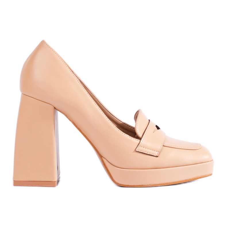 Bottes beiges à bloc épais de Shelovet