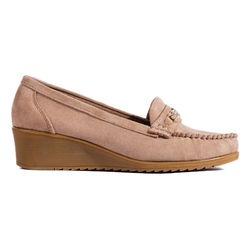 Chaussures compensées en daim beige Shelovet