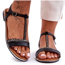 Sandales Penna Cubic Zirconia noires pour femmes le noir