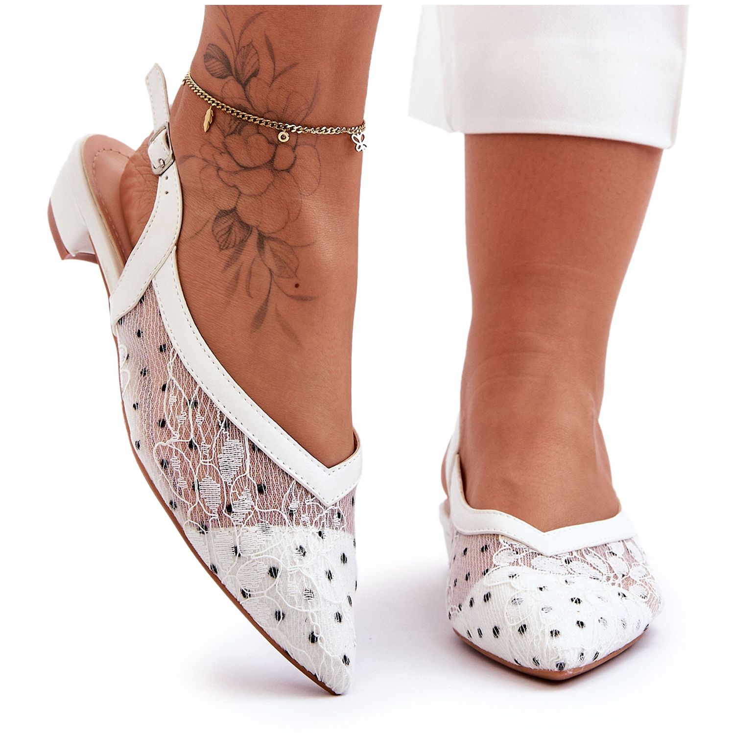 PG1 Ballerines pois pour femme Blanc Adore blanche KeeShoes