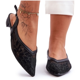 PG1 Ballerines Fleur Femme Noir Adore