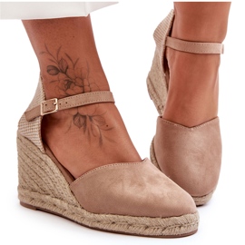 PG1 Sandales Compensées en Daim Beige Selfoss