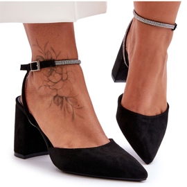 PG1 Escarpins En Daim Avec Bride Décorative Noir Lirosa