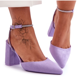 Escarpins En Daim Avec Bride Décorative Violet Lirosa