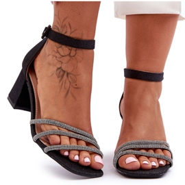 PG1 Sandales à Talons Brillants Noir Enenor