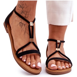 PG1 Sandales Plates Zippées Femme Noir Jullie