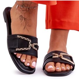 Pantoufles classiques noires à ornements impressionnants pour femmes