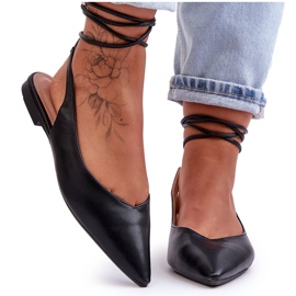 PG1 Ballerines à lacets pour femmes Noir Lilly Ann