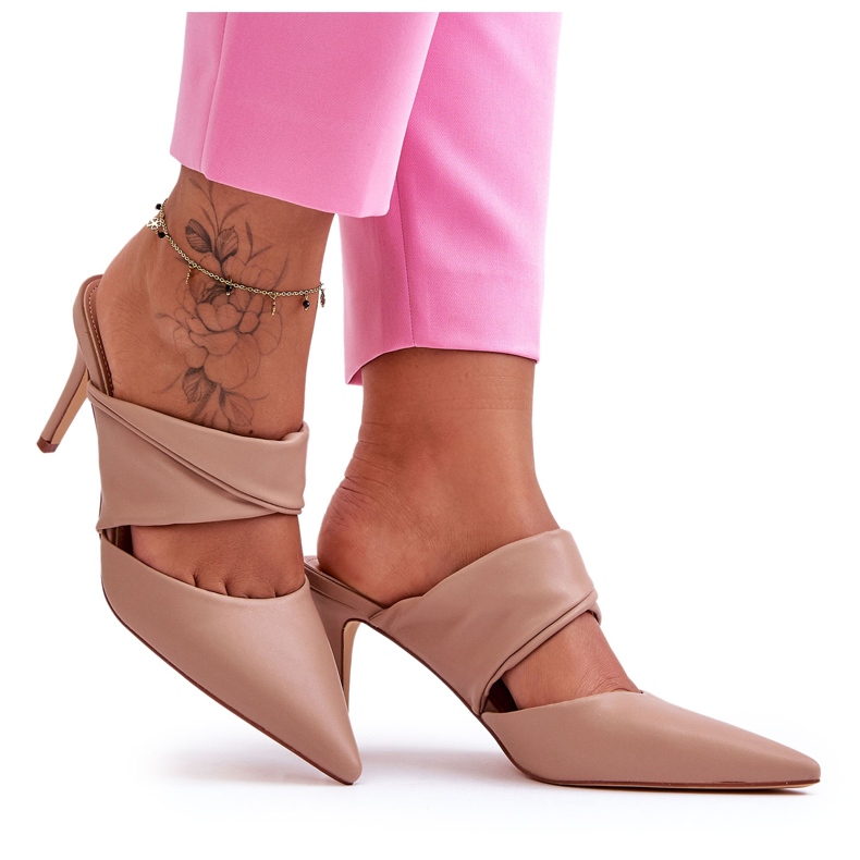 Inna Chaussons Talons Hauts Cuir Beige Foncé Aveline Inna Chaussons Talons Hauts Cuir Beige Foncé Aveline