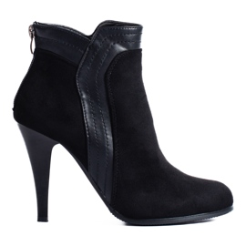 Bottes à talons hauts en daim noir de Shelovet le noir