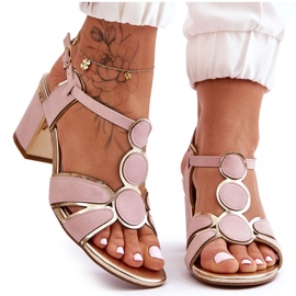 Evento Sandales à talons bas en cuir pour femmes Rose Riley