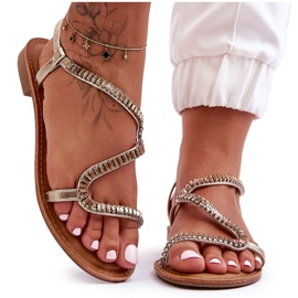 Sandales à enfiler dorées Hayen pour femmes