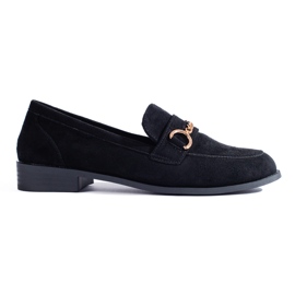 Mocassins en daim noir Shelovet avec chaîne le noir