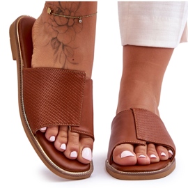 Chaussons Femme Camel Harmony En Cuir brun