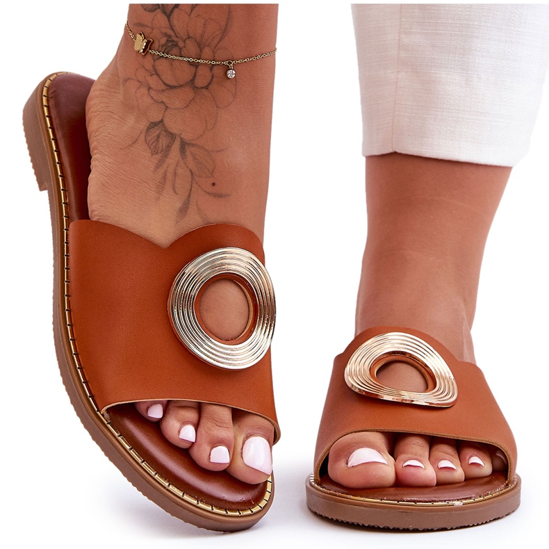 Sandales Femme Avec Décoration Ronde Camel Donatell brun