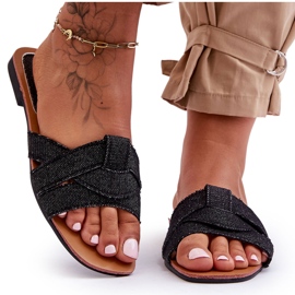 Pantoufles Aversa noires en tissu pour femmes