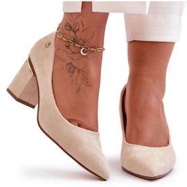 Escarpins à talons hauts en daim classique avec embellissement Derren beige clair