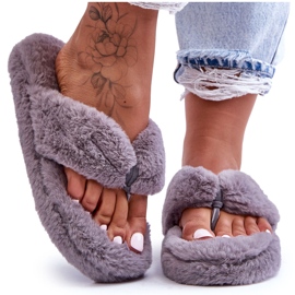 Chaussons Fourrure Femme Gris Chaussons Fourrure Femme Gris