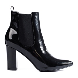 Bottines à talons noires vernies Shelovet