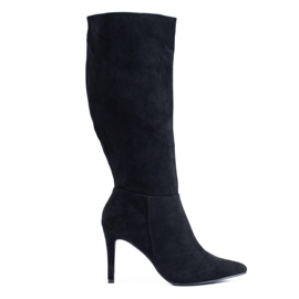 Bottines à talons en daim noir Shelovet le noir