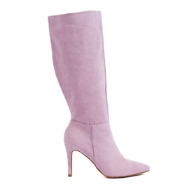 Bottes à talons en daim lilas de Shelovet violet