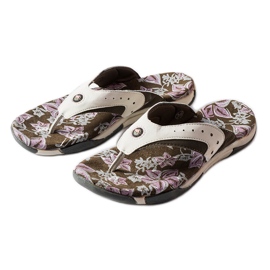 Tongs textile Suoma gris à fleurs