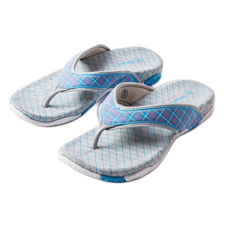 Tongs en textile gris et bleu Luigia
