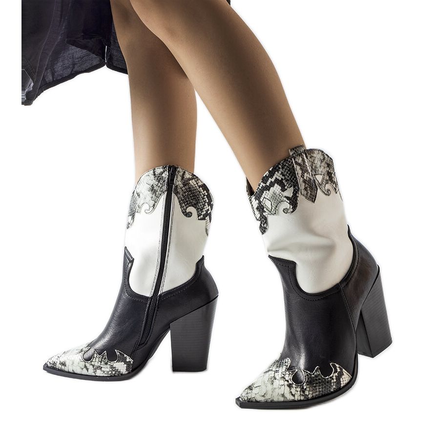 Knee Bottes San Marina Femme Marron Santiags Semi Noires Et