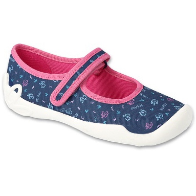 Befado chaussons enfant avec velcro 114X517 bleu marine et rose